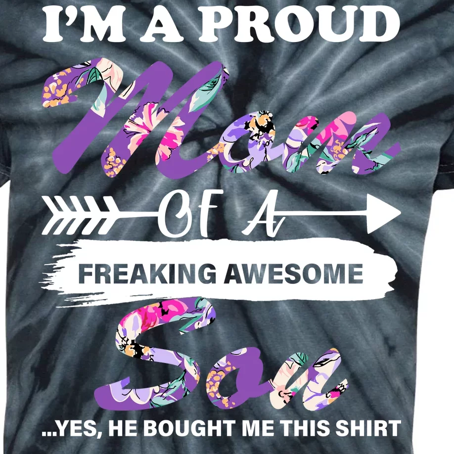 Proud Mom Of A Freaking Awesome Son Kids Tie-Dye T-Shirt