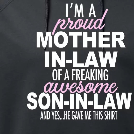 Proud Mother In Law Of Awesome Son In Law Funny Performance Fleece Hoodie