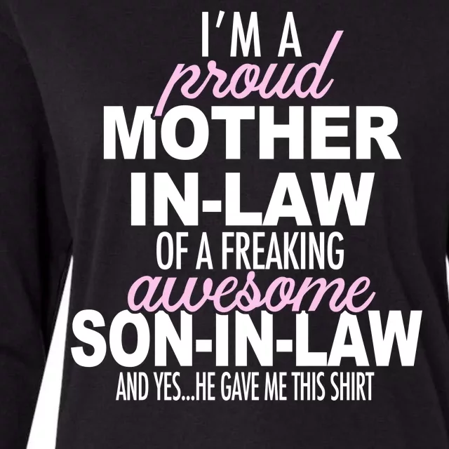 Proud Mother In Law Of Awesome Son In Law Funny Womens Cotton Relaxed Long Sleeve T-Shirt