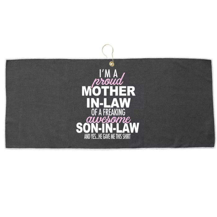 Proud Mother In Law Of Awesome Son In Law Funny Large Microfiber Waffle Golf Towel