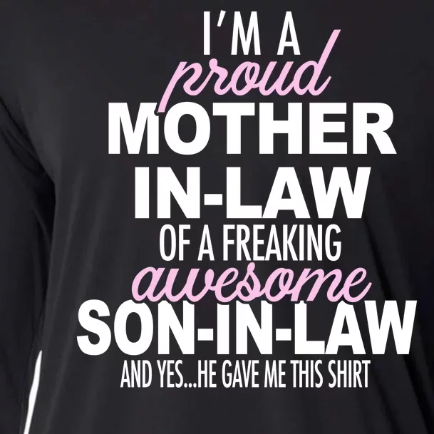 Proud Mother In Law Of Awesome Son In Law Funny Cooling Performance Long Sleeve Crew