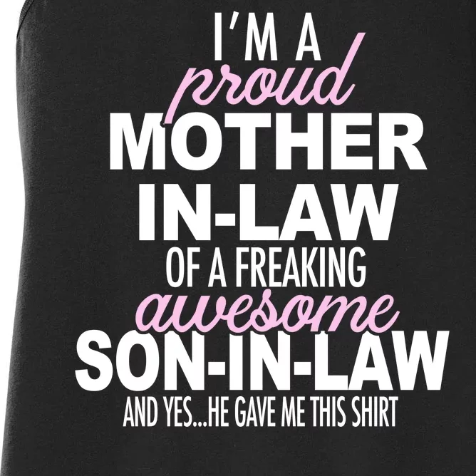 Proud Mother In Law Of Awesome Son In Law Funny Women's Racerback Tank