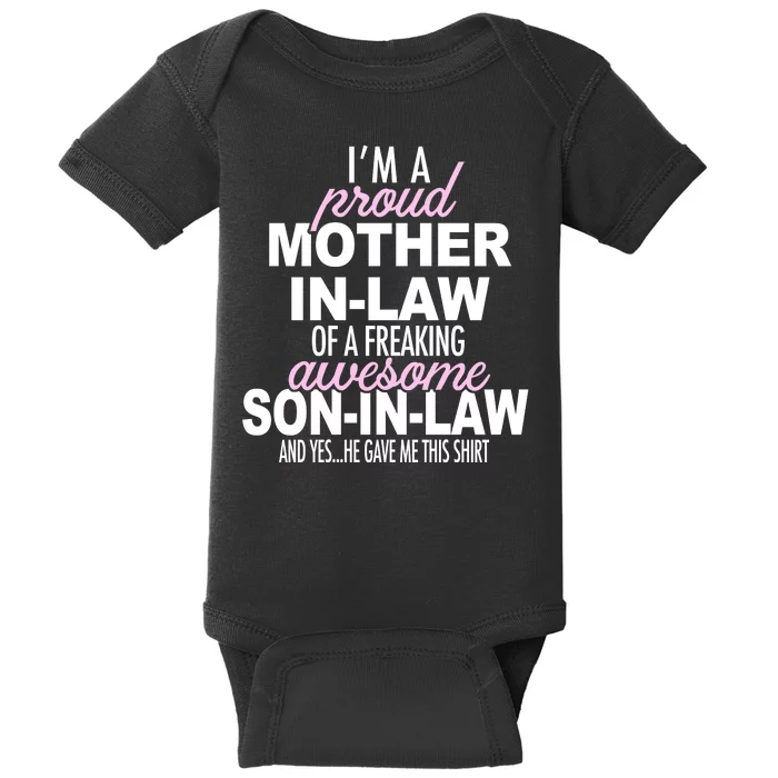 Proud Mother In Law Of Awesome Son In Law Funny Baby Bodysuit