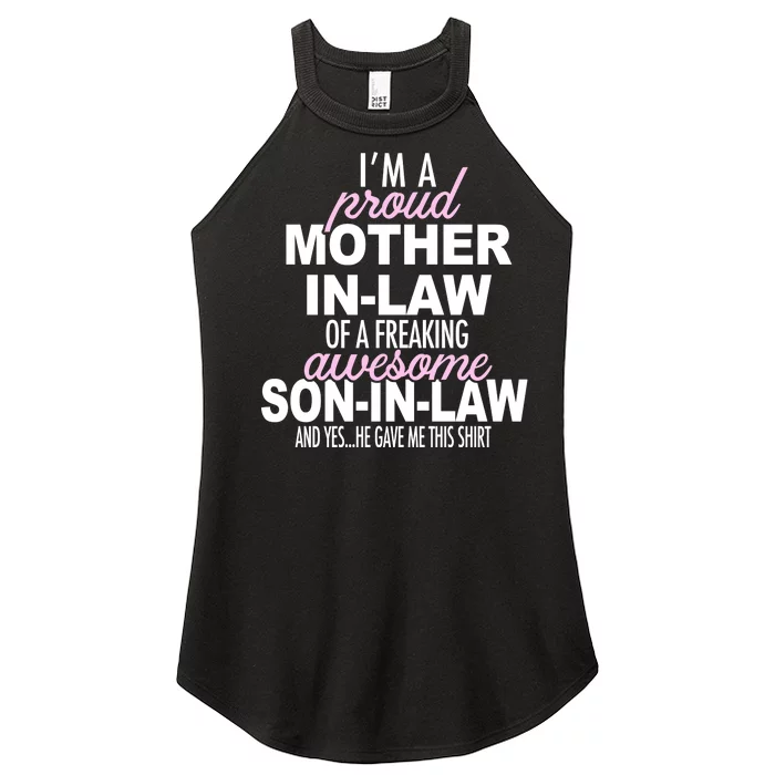 Proud Mother In Law Of Awesome Son In Law Funny Women’s Perfect Tri Rocker Tank