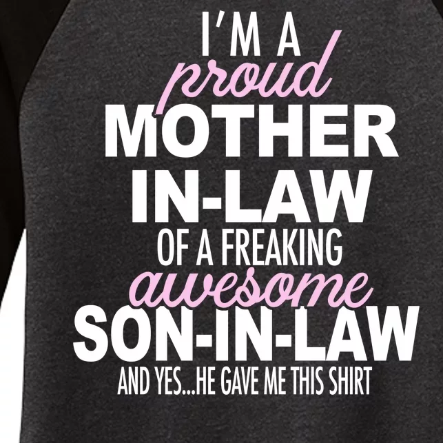 Proud Mother In Law Of Awesome Son In Law Funny Women's Tri-Blend 3/4-Sleeve Raglan Shirt