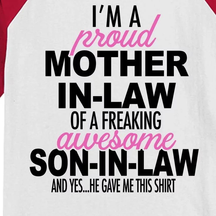 Proud Mother In Law Of Awesome Son In Law Funny Kids Colorblock Raglan Jersey