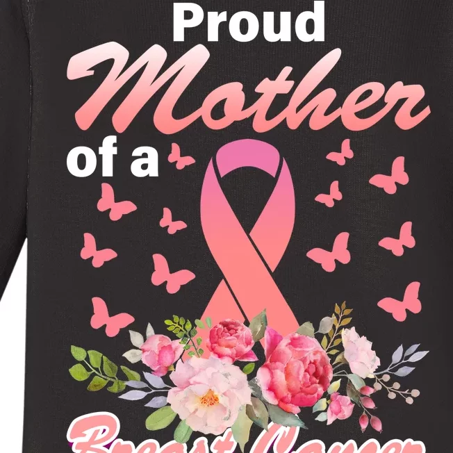 Proud Mother Of A Breast Cancer Warrior Baby Long Sleeve Bodysuit