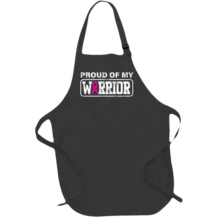 Proud Of My Warrior Breast Cancer Full-Length Apron With Pocket