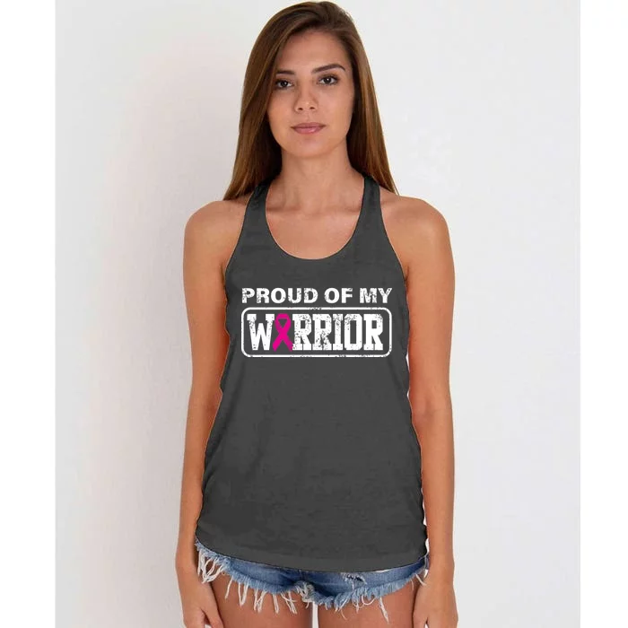 Proud Of My Warrior Breast Cancer Women's Knotted Racerback Tank