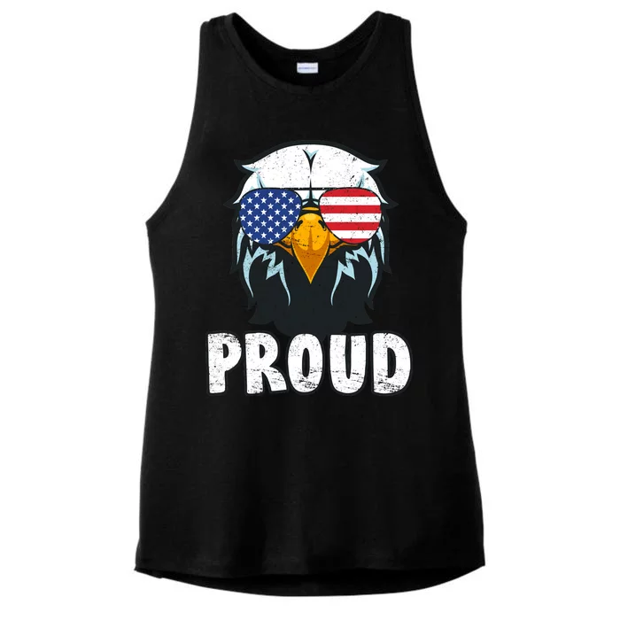 Proud Patriotic Eagle Ladies Tri-Blend Wicking Tank