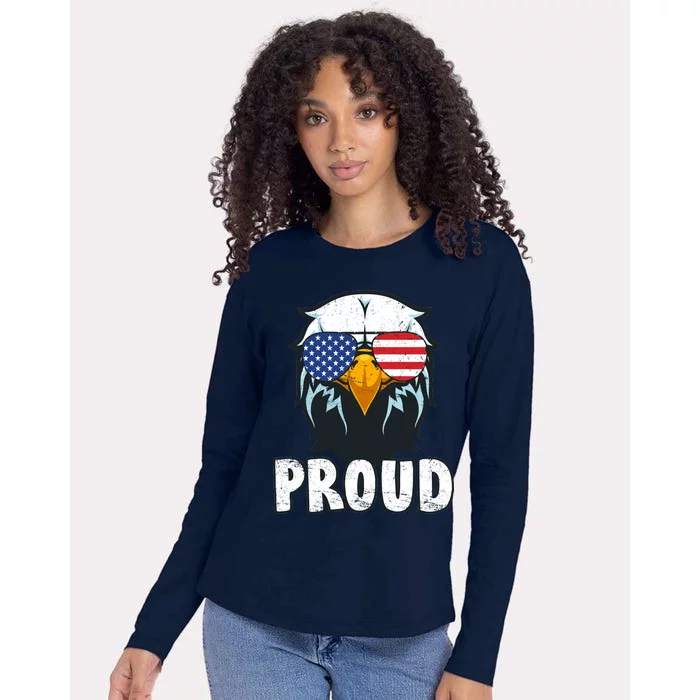 Proud Patriotic Eagle Womens Cotton Relaxed Long Sleeve T-Shirt