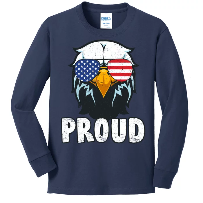 Proud Patriotic Eagle Kids Long Sleeve Shirt