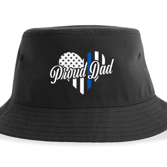 Proud Police Dad Blue Thin Line Sustainable Bucket Hat