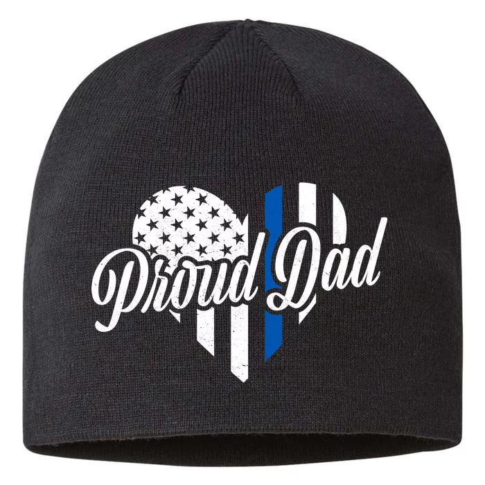 Proud Police Dad Blue Thin Line 8 1/2in Sustainable Knit Beanie