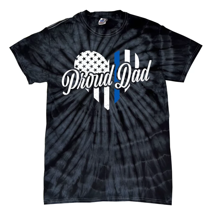 Proud Police Dad Blue Thin Line Tie-Dye T-Shirt