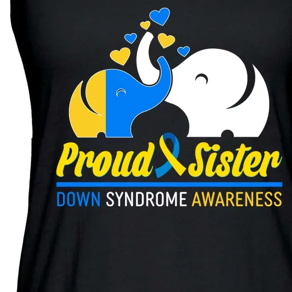 Proud Sister Down Syndrome Awareness Elephants Ladies Essential Flowy Tank