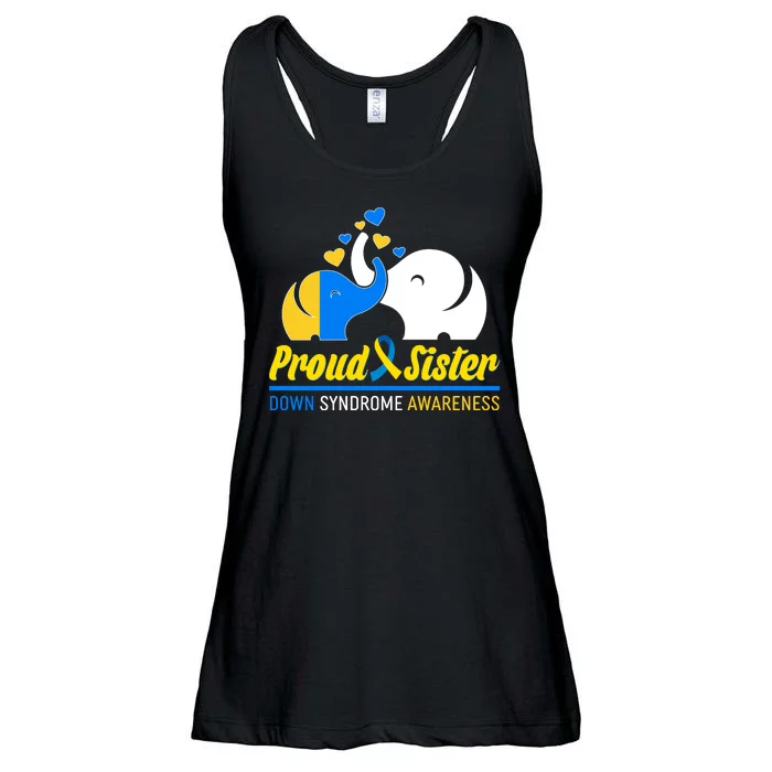 Proud Sister Down Syndrome Awareness Elephants Ladies Essential Flowy Tank