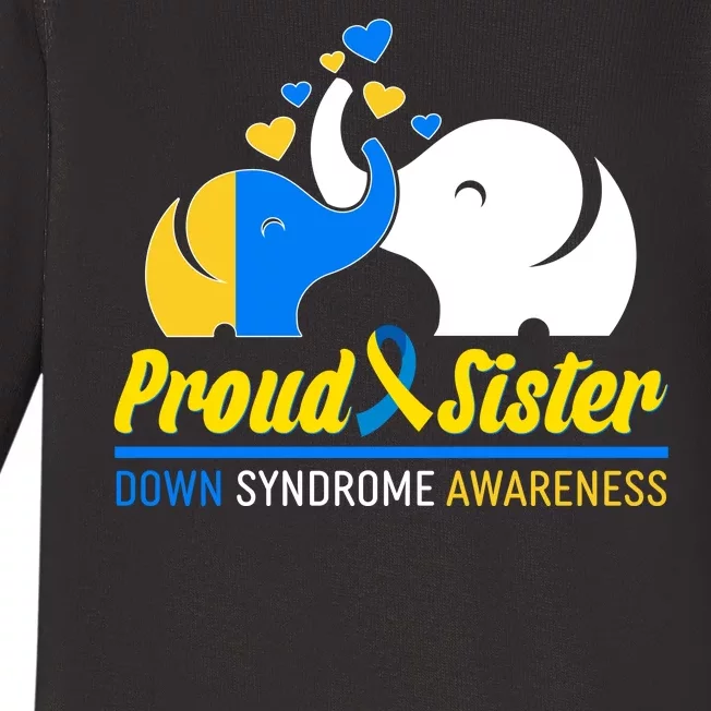 Proud Sister Down Syndrome Awareness Elephants Baby Long Sleeve Bodysuit