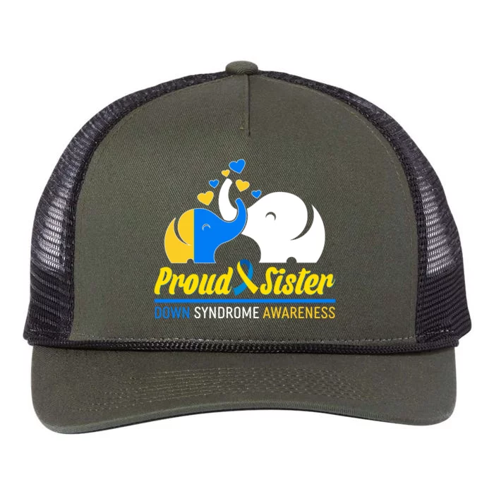 Proud Sister Down Syndrome Awareness Elephants Retro Rope Trucker Hat Cap