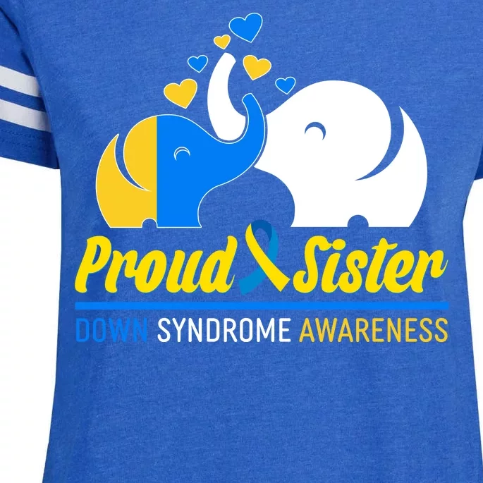 Proud Sister Down Syndrome Awareness Elephants Enza Ladies Jersey Football T-Shirt