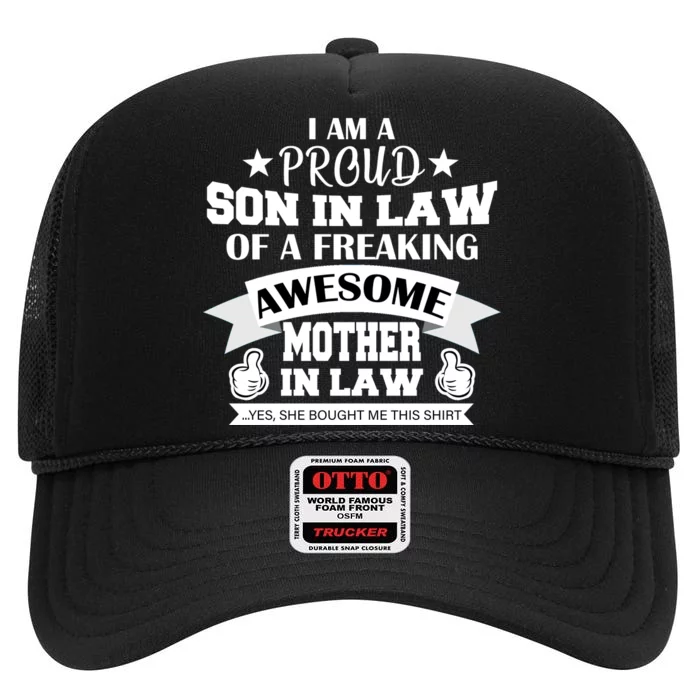 Proud Son In Law Of An Awesome Mother in Law High Crown Mesh Trucker Hat