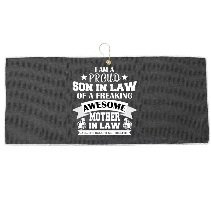 Proud Son In Law Of An Awesome Mother in Law Large Microfiber Waffle Golf Towel