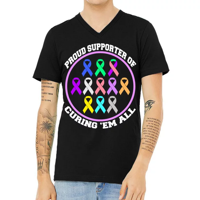 Proud Supporter Of Curing Them All V-Neck T-Shirt