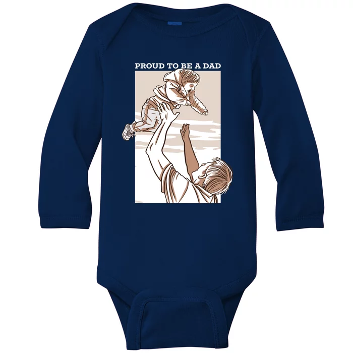 Proud To Be A Dad Baby Long Sleeve Bodysuit