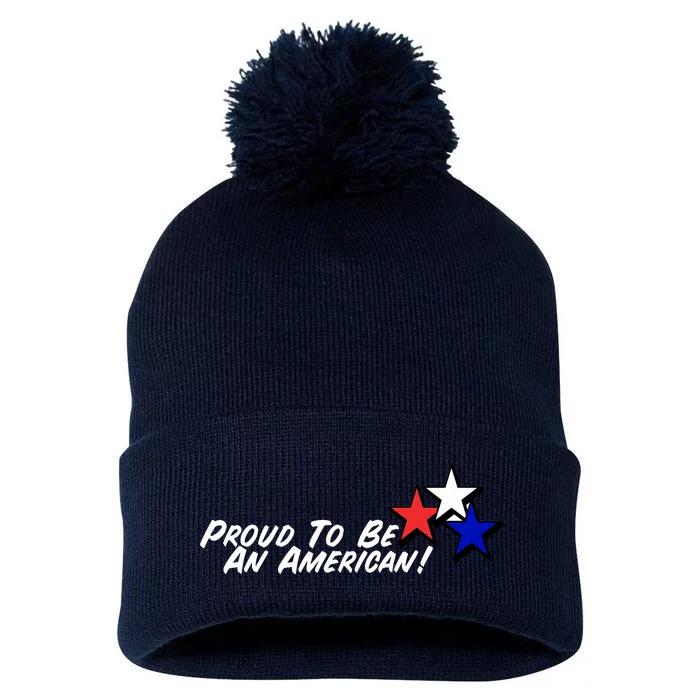 Proud To Be An American! Pom Pom 12in Knit Beanie