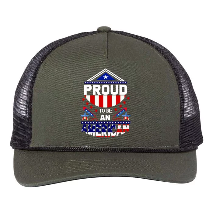 Proud To Be An American Patriotic Retro Rope Trucker Hat Cap