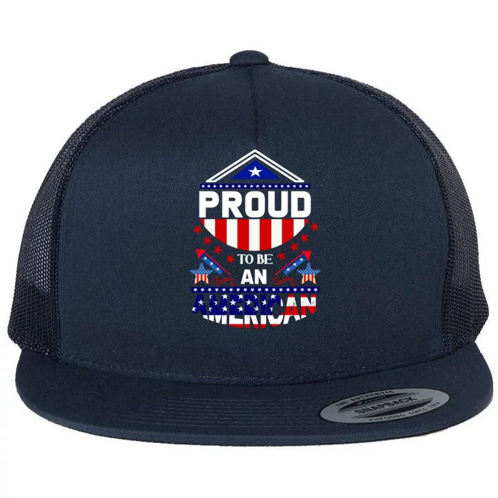 Proud To Be An American Patriotic Flat Bill Trucker Hat