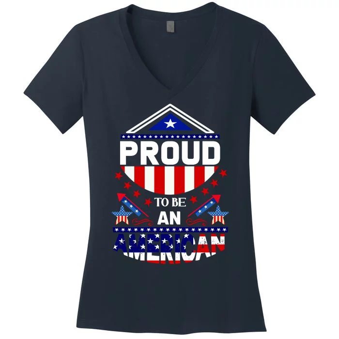 Proud To Be An American Patriotic Women's V-Neck T-Shirt