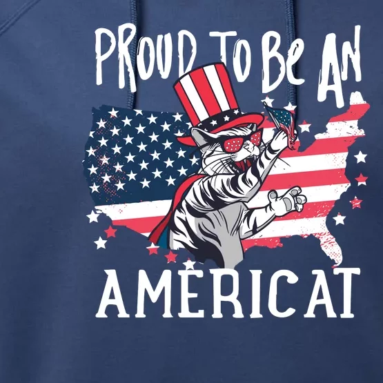 Proud To Be an Americat Cat Performance Fleece Hoodie