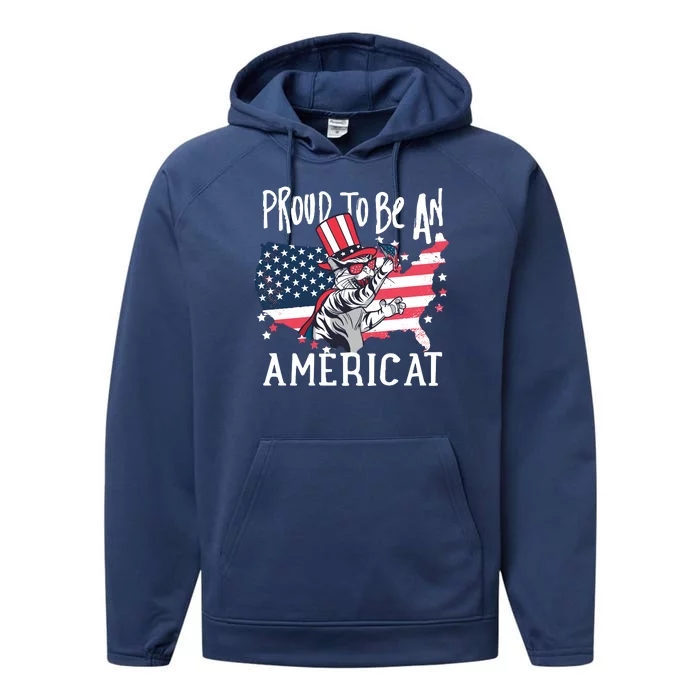 Proud To Be an Americat Cat Performance Fleece Hoodie