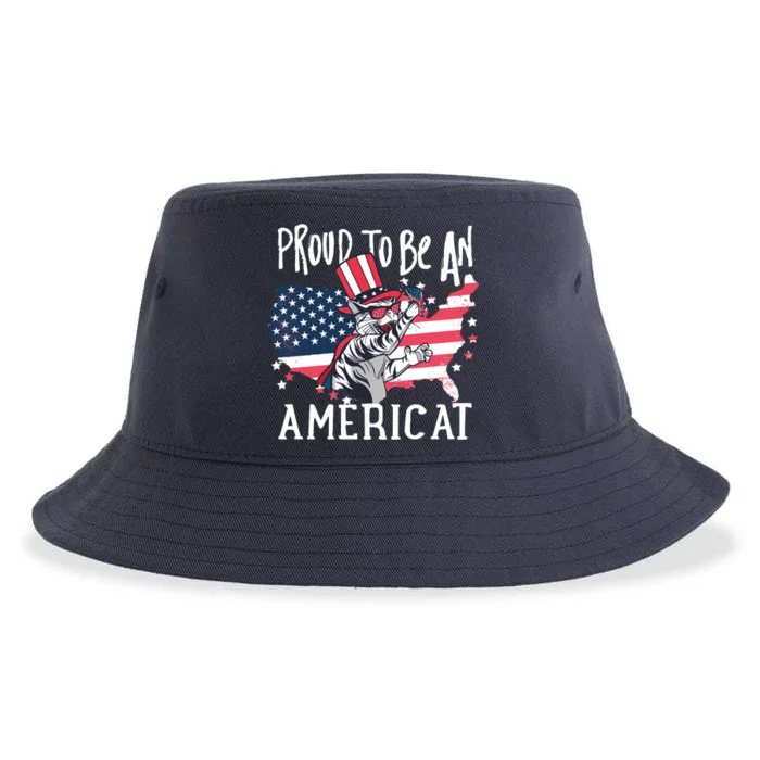 Proud To Be an Americat Cat Sustainable Bucket Hat