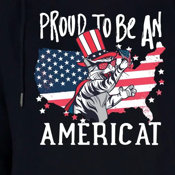 Proud To Be an Americat Cat Womens Funnel Neck Pullover Hood