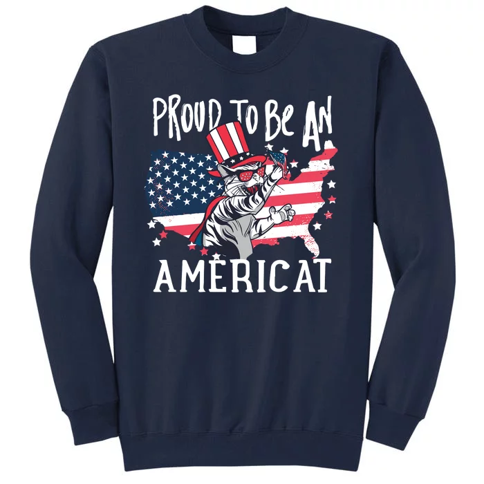 Proud To Be an Americat Cat Tall Sweatshirt