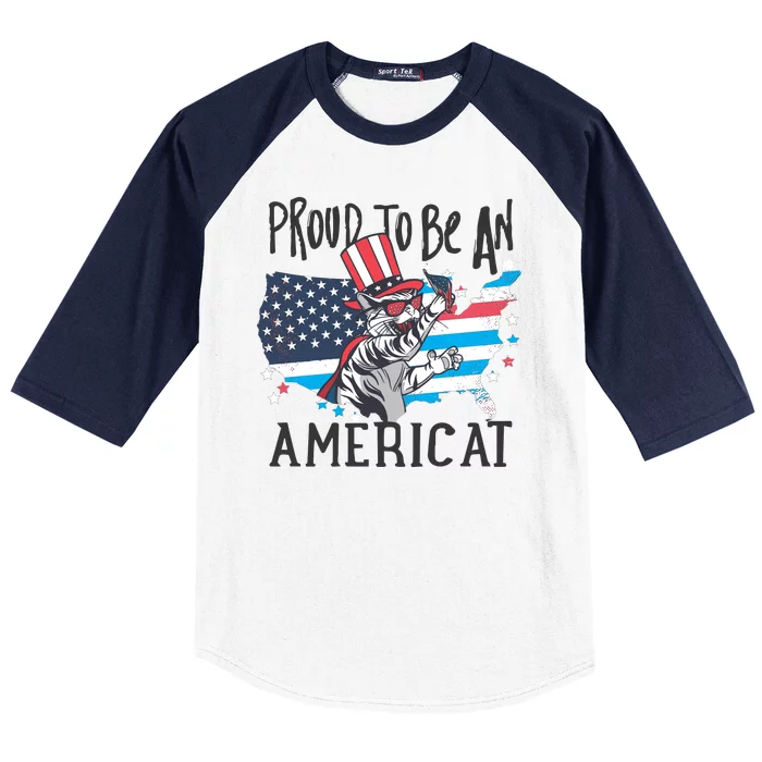 Proud To Be an Americat Cat Baseball Sleeve Shirt