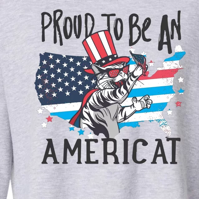 Proud To Be an Americat Cat Cropped Pullover Crew