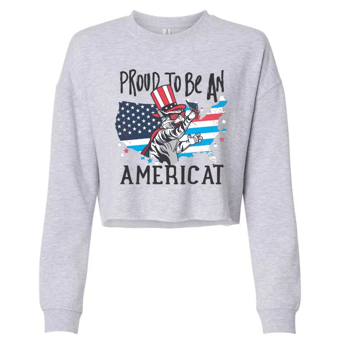 Proud To Be an Americat Cat Cropped Pullover Crew