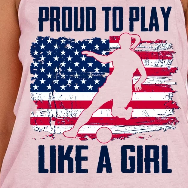 Proud To Play Like A Girl USA Soccer Women's Knotted Racerback Tank