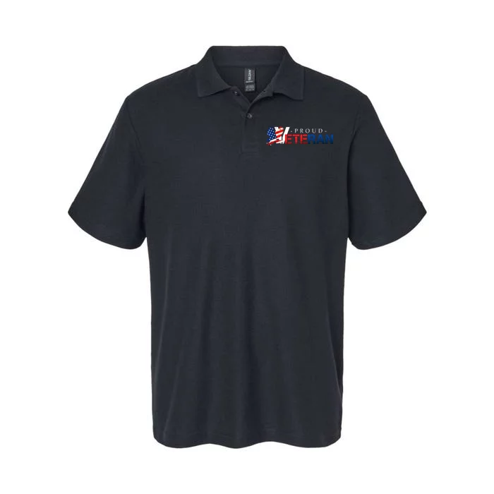 Proud USA Veteran Eagle Softstyle Adult Sport Polo