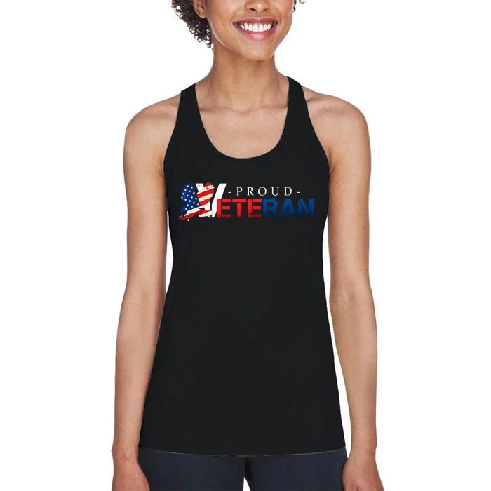 Proud USA Veteran Eagle Women's Racerback Tank