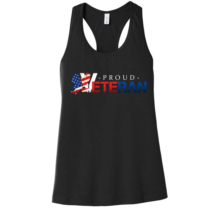 Proud USA Veteran Eagle Women's Racerback Tank