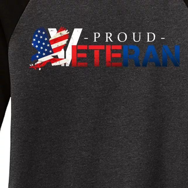 Proud USA Veteran Eagle Women's Tri-Blend 3/4-Sleeve Raglan Shirt