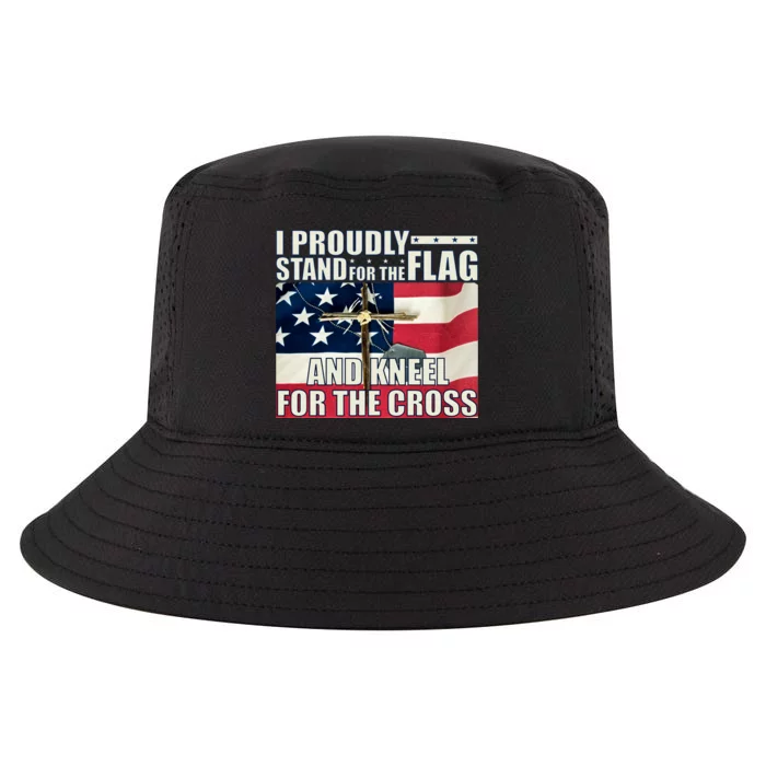 Proudly Stand For The Flag And Kneel For The Cross Cool Comfort Performance Bucket Hat