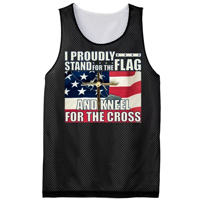 Proudly Stand For The Flag And Kneel For The Cross Mesh Reversible Basketball Jersey Tank