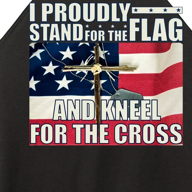 Proudly Stand For The Flag And Kneel For The Cross Women’s Perfect Tri Rocker Tank