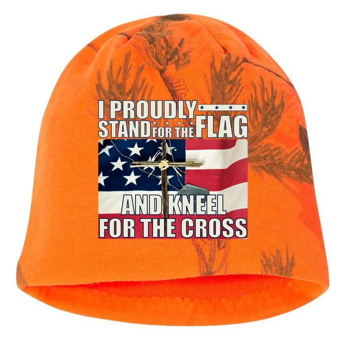 Proudly Stand For The Flag And Kneel For The Cross Kati - Camo Knit Beanie