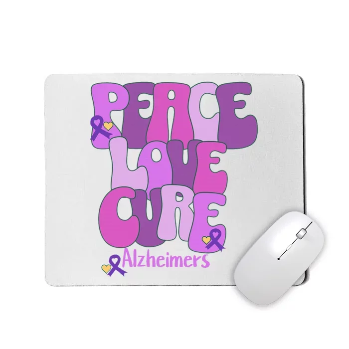 Purple Ribbon Peace Love Cure Alzheimer's Awareness Mousepad